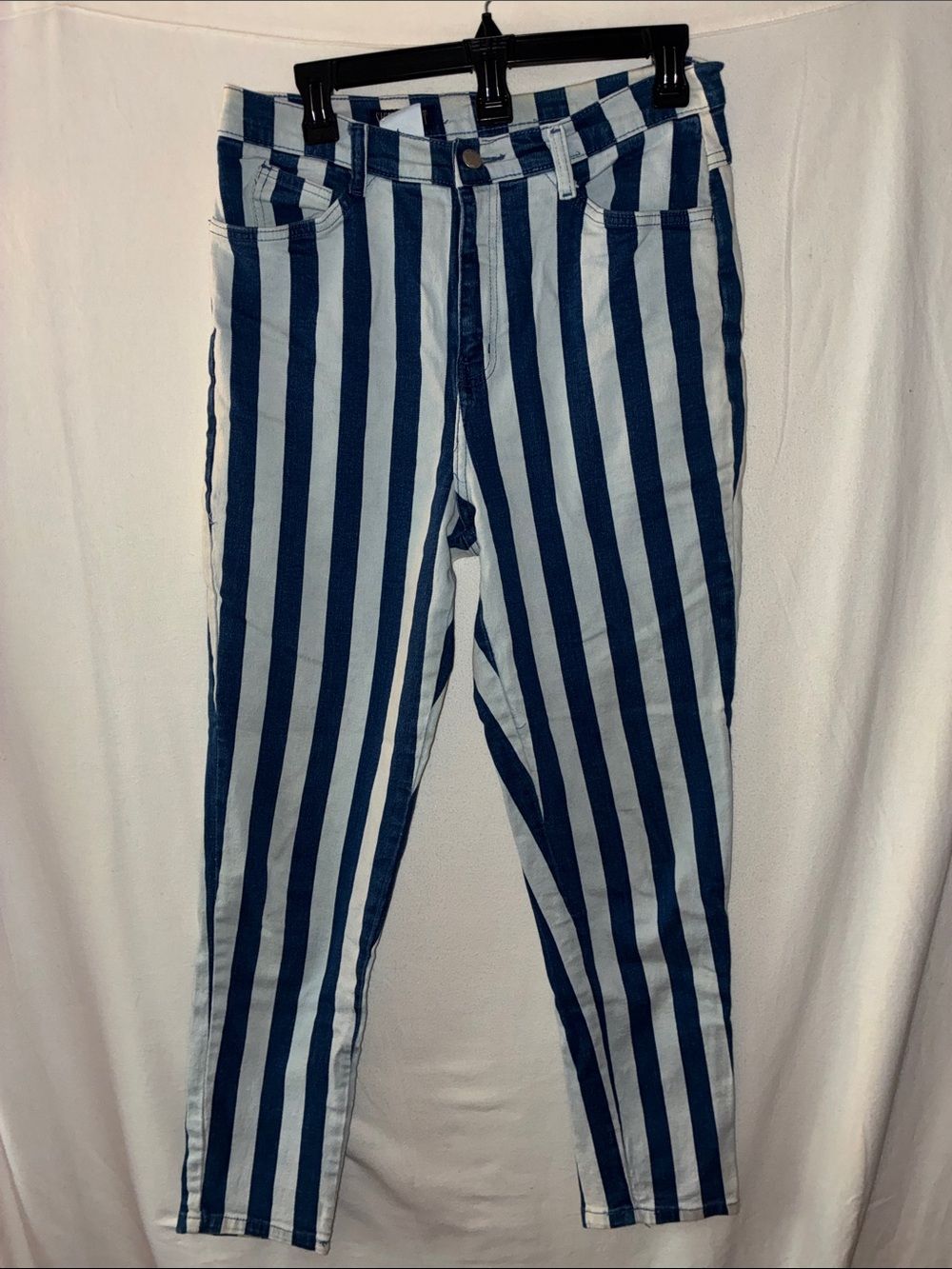 Vintage Vertical Navy and White Striped Jeans